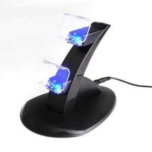 USB LED Dual  Charging Dock Station Stand Dual Wireless Controller Charger for PS4 Game Controller With 2 micro USB adaptor port